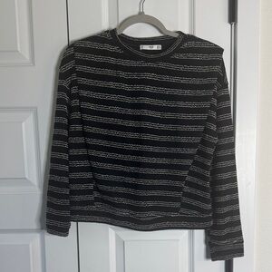 Mango Monochrome Striped Crewneck Sweater